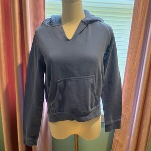 Comfort Colors Women's V-Neck Hoodie Sweater - Slate Blue